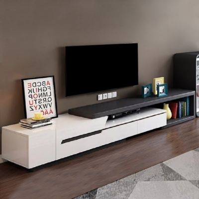 Quoint Modern TV Stand Retracted & Extendable 3-Drawer Media Console for TV  Up to 80