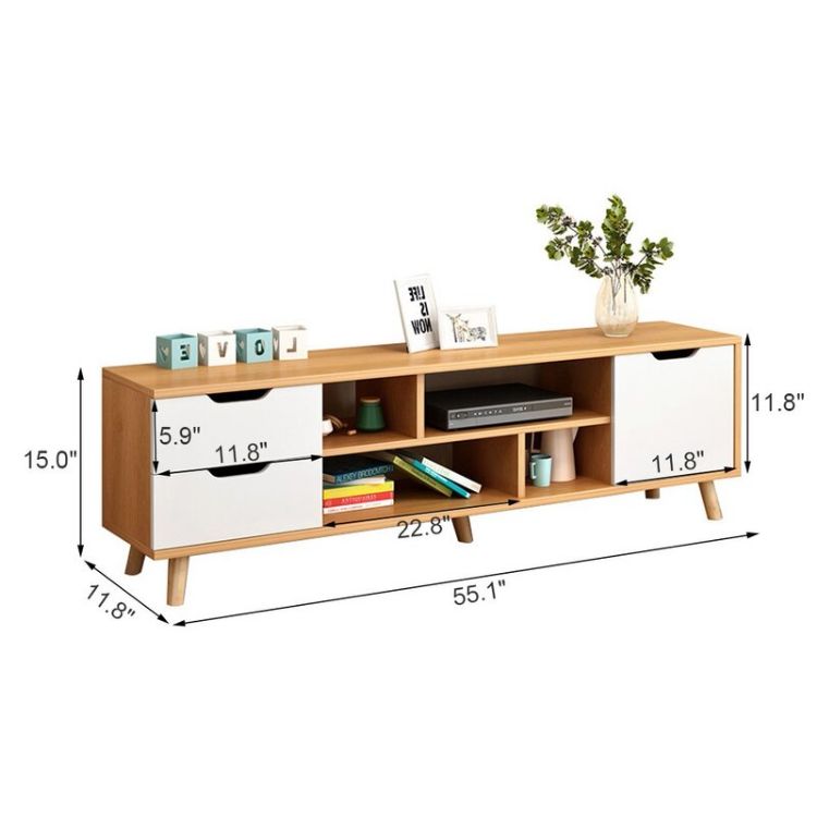 Picture of Boxline White and wooden TV Stand 