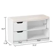 Picture of  TOLA White Shoe Bench With Storage unit