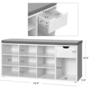 Picture of STODA Shoe Storage Bench With Drawers - White