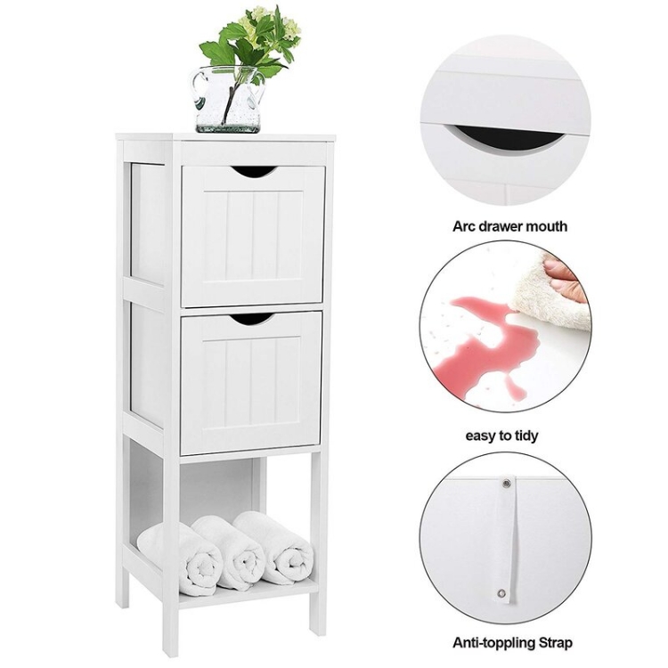 Bathroom+Floor+Cabinet,+Multifunctional+Wooden+Storage+Cabinet+With+2+Drawers+For
