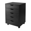 Roesch Cabinet For ClosetOffice, 5 Drawers, Black