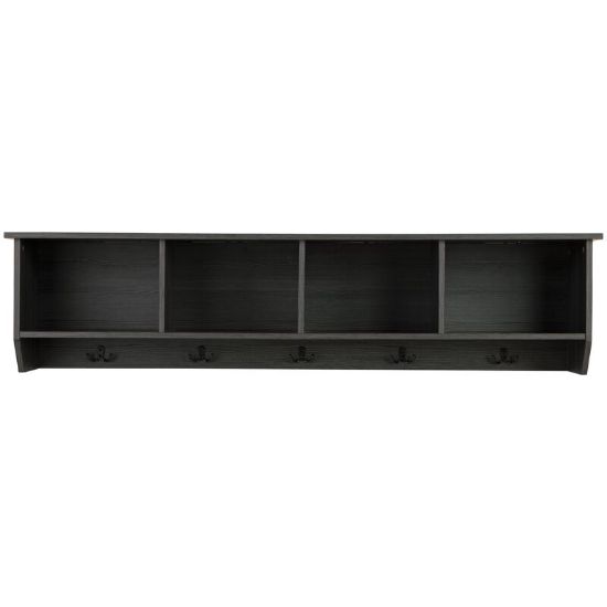 Lyiam Solid Wood Floating Shelf with Hooks