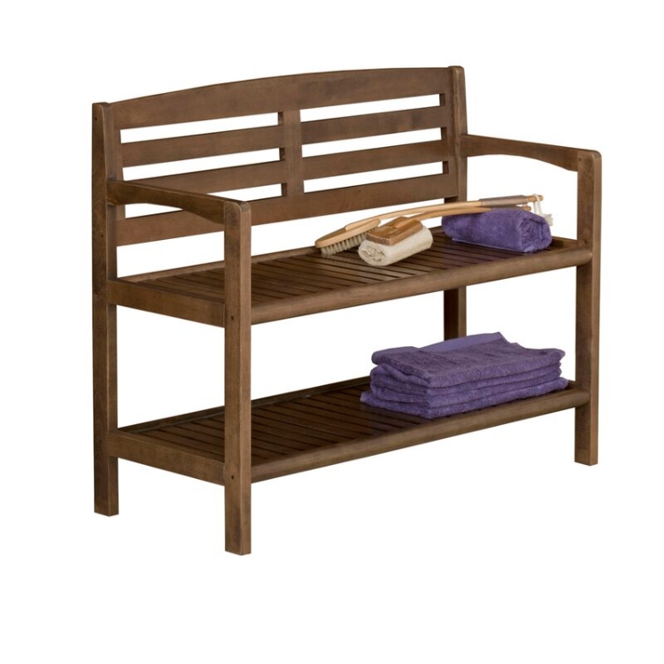 Kitia Solid Wood Shelves Storage Bench
