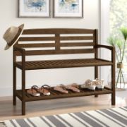 Kitia Solid Wood Shelves Storage Bench