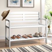 Kitia Solid Wood Shelves Storage Bench