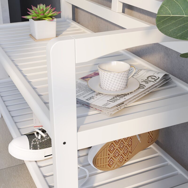 Kitia Solid Wood Shelves Storage Bench revvvd