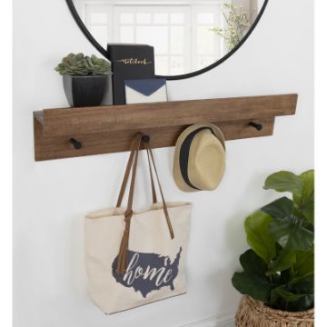 Creager Accent Wall Shelf Ledge with Hooks Natural Color Creager Accent Wall Shelf Ledge with Hooks Natural Color