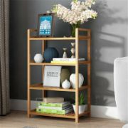 Tall 4 Tier Bamboo Wood Storage Rack Kitchen Shelving