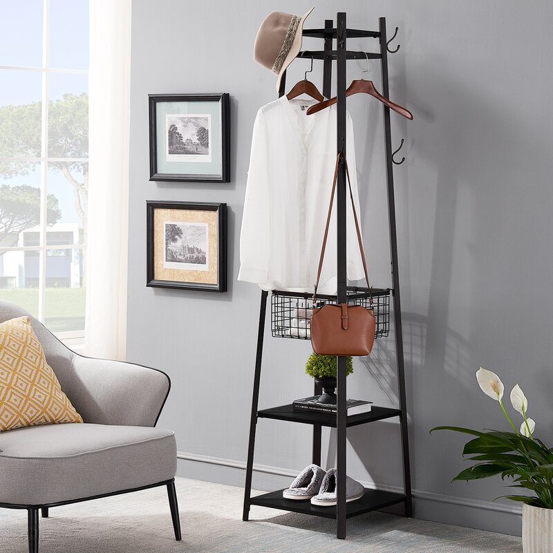 Buy Rackara Metal Coat Rack Hooks and Shelves Revvvd