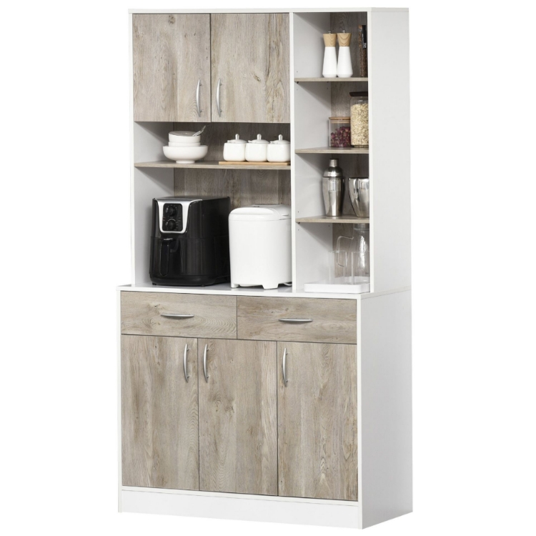  Silia Kitchen Buffet with Hutch Multi Storage Cupboard Cabinet Server Sideboard with Drawers