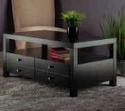 Jozlyn Natural Wood Coffee Table In Espresso Finish