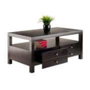 Jozlyn Natural Wood Coffee Table In Espresso Finish