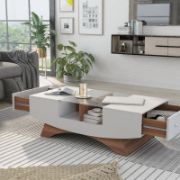 Madilynn Trestle Coffee Table with Storage