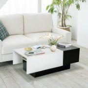 Picture of Modern Coffee Table Storage Unit Living Room with Sliding Top Black and White