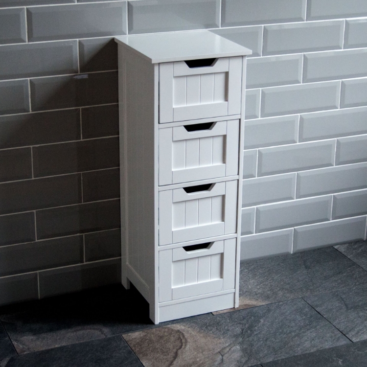 Bath Vida Priano Bathroom 4 Drawer Floor Standing Cabinet Unit Storage Wood