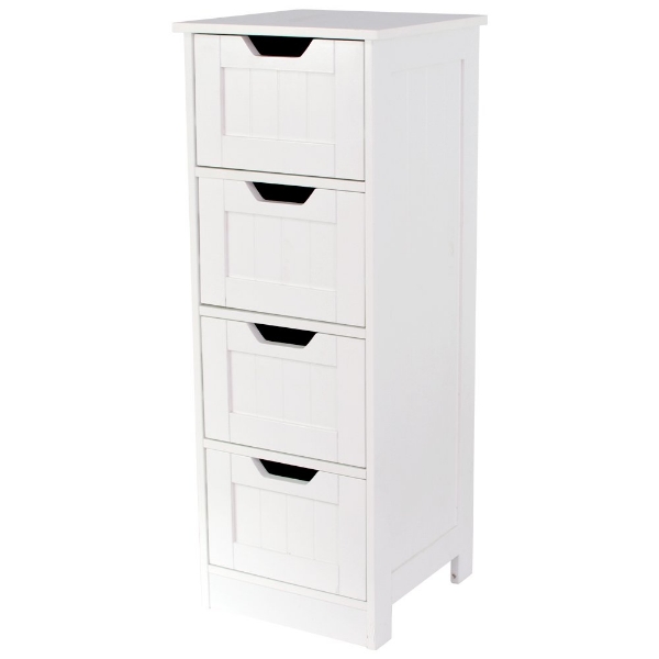 Bath Vida Priano Bathroom Cupboard 1 Door 1 Drawer Floor Standing Cabinet Drawer Unit Storage White 