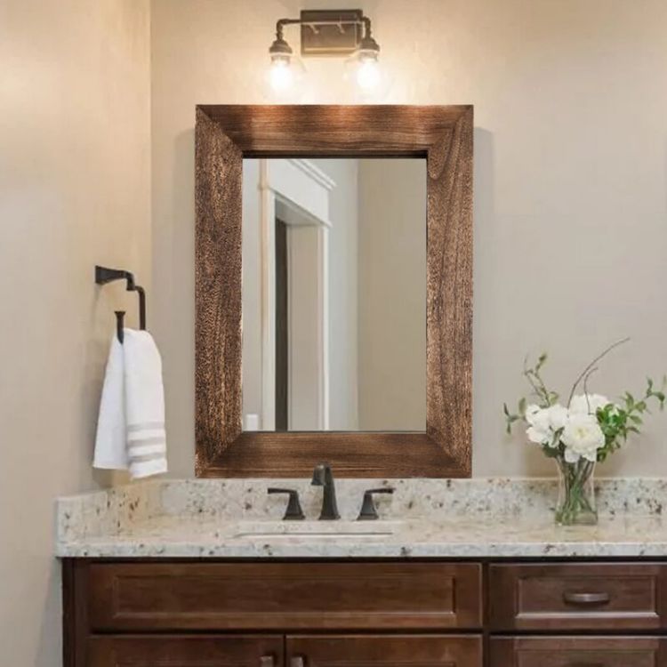Revvvd Natural Wood Hanging Mirror For Bathroom