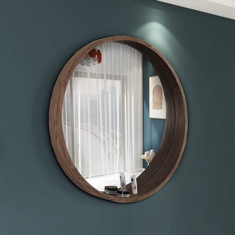 Revvvd Wall Mirror With Wood Frame Rounded