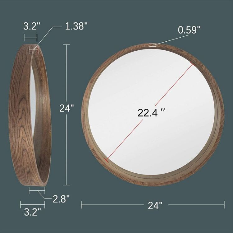 Revvvd Wall Mirror With Wood Frame Rounded