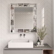 Picture of Gokcha wood mirror with storage shelves