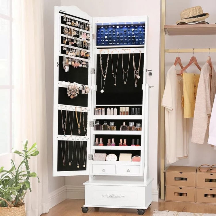 Picture of Luxuros Wide Jewelry Cabinet with full length mirror