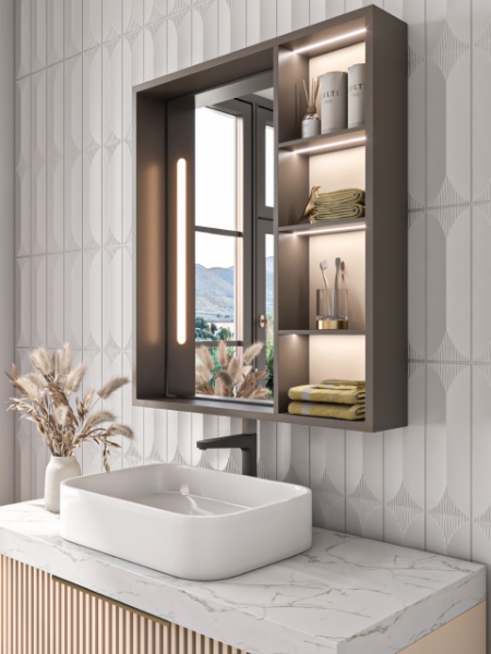 Picture of Cavena Led Mirror Cabinet With Shelves 