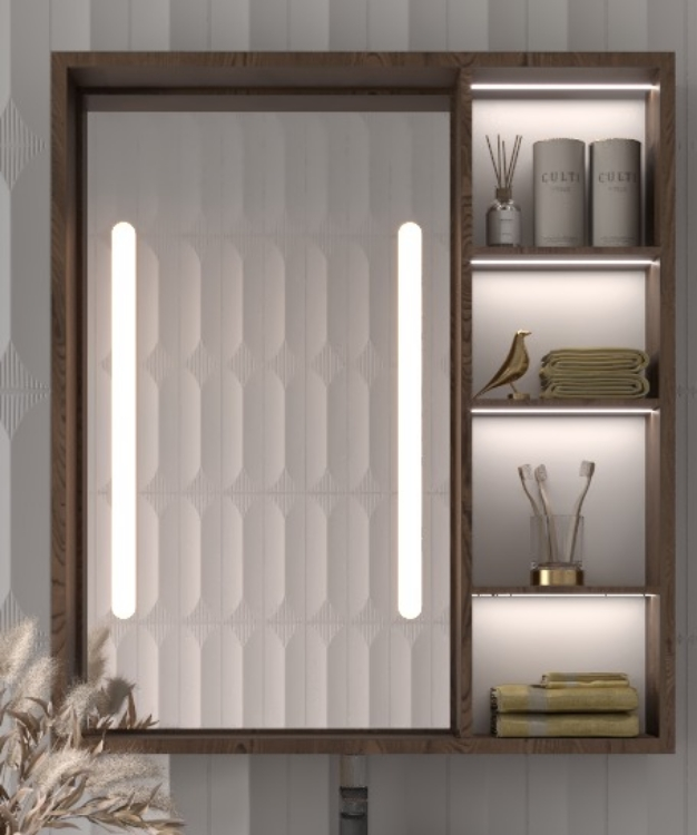 Picture of Cavena Led Mirror Cabinet With Shelves 