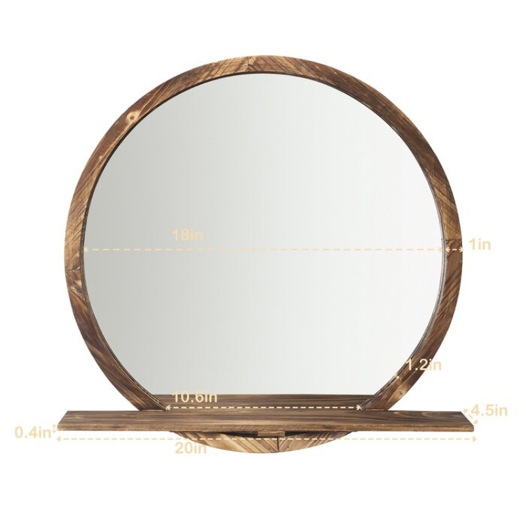 Picture of Keku Natural wood Round Mirror - Mounted 