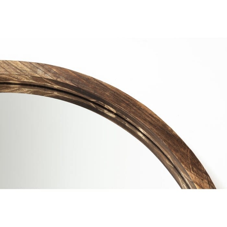 Picture of Keku Natural wood Round Mirror - Mounted 