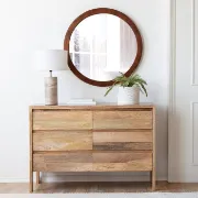 Amane Round Solid Wood Wall Mirror