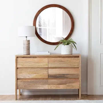 Amane Round Solid Wood Wall Mirror Amane Round Solid Wood Wall Mirror