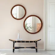 Amane Round Solid Wood Wall Mirror