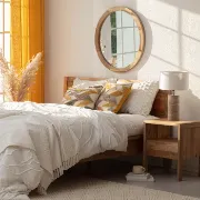 Amane Round Solid Wood Wall Mirror