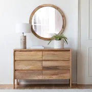 Amane Round Solid Wood Wall Mirror