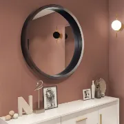 Round Wood Wall Mirror