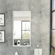 Modesto Modern Minimal Mirrored Medicine Cabinet with Open Shelf & 2 Interior Shelves