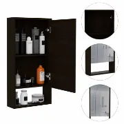 Modesto Modern Minimal Mirrored Medicine Cabinet with Open Shelf & 2 Interior Shelves