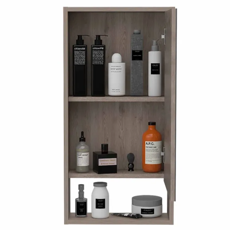 Modesto Modern Minimal Mirrored Medicine Cabinet with Open Shelf & 2 Interior Shelves