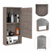 Modesto Modern Minimal Mirrored Medicine Cabinet with Open Shelf & 2 Interior Shelves