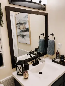 Meade Ebony Bronze, Brown Framed Wall Mirror, Rectangular Vanity Mirror Meade Ebony Bronze, Brown Framed Wall Mirror, Rectangular Vanity Mirror