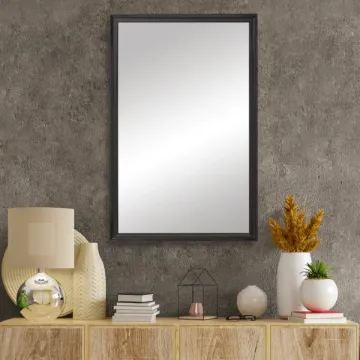 Geneva Black Framed Wall Mirror  Rectangular Vanity Mirror Geneva Black Framed Wall Mirror  Rectangular Vanity Mirror