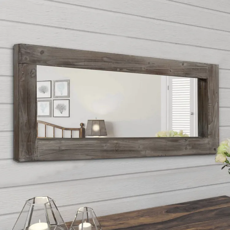 NeuType Rustic Solid Wood Mirror Full Length Mirror Floor Mirror Country Style 