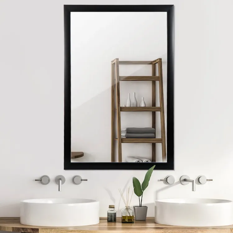 HomGarden Rectangle Modern Wall Mirror Black Bathroom Vanity Mirror