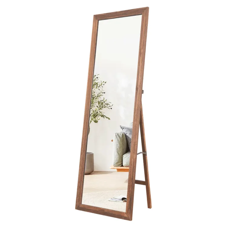 BEAUTYPEAK Full Length Mirror Wood Frame Floor Mirror Standing Mirror
