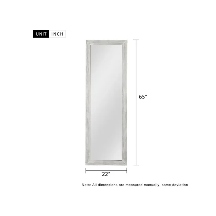 Neutype Solid Wood Full Length Mirror with Standing Holder Floor Mirror Rectangular Wall Mounted Mirror Hanging Leaning