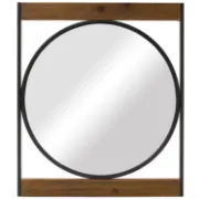 Gnana Round Wall Mirror with Rectangle Wood Frame