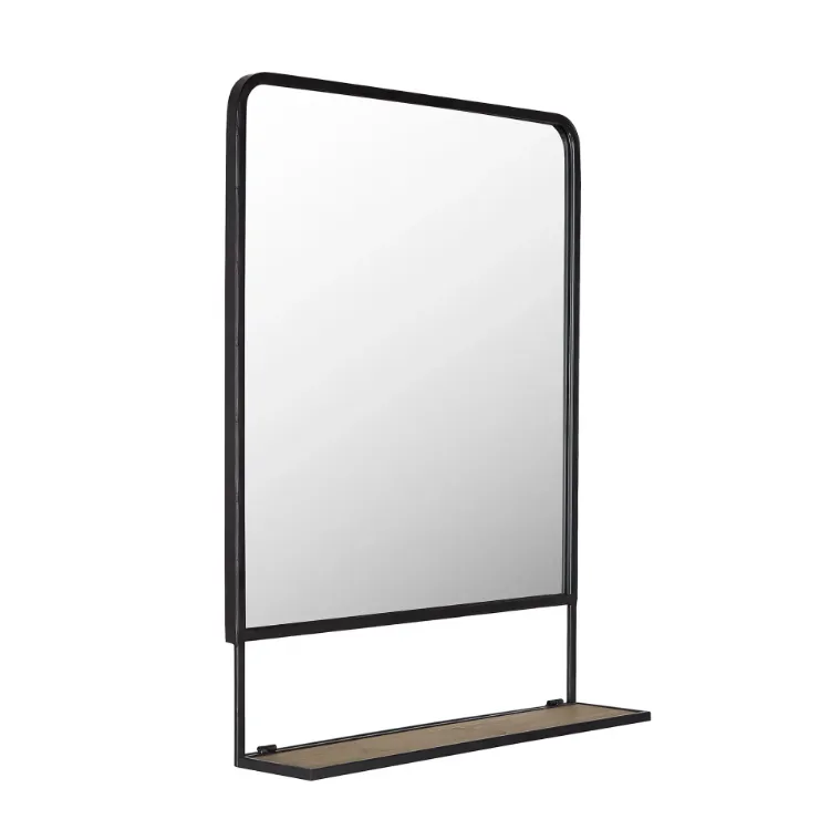 Better Homes & Gardens Industrial Metal Vanity Wall Mirror with Foldable Wood