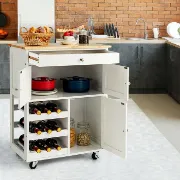 26.5'' Wide Rolling Kitchen Island with Solid Wood Top