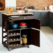 26.5'' Wide Rolling Kitchen Island with Solid Wood Top